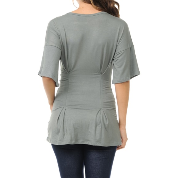 Gray Box Pleaded Half Sleeve Tunic - Picture 3 of 3